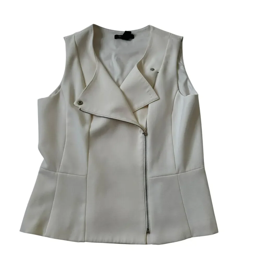 White House Black Market Ivory Lined Vest Blazer Women Size 8 | 43-30 - Picture 3 of 7